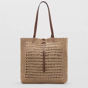 MANGO Women's Natural Fiber Shopper Bag